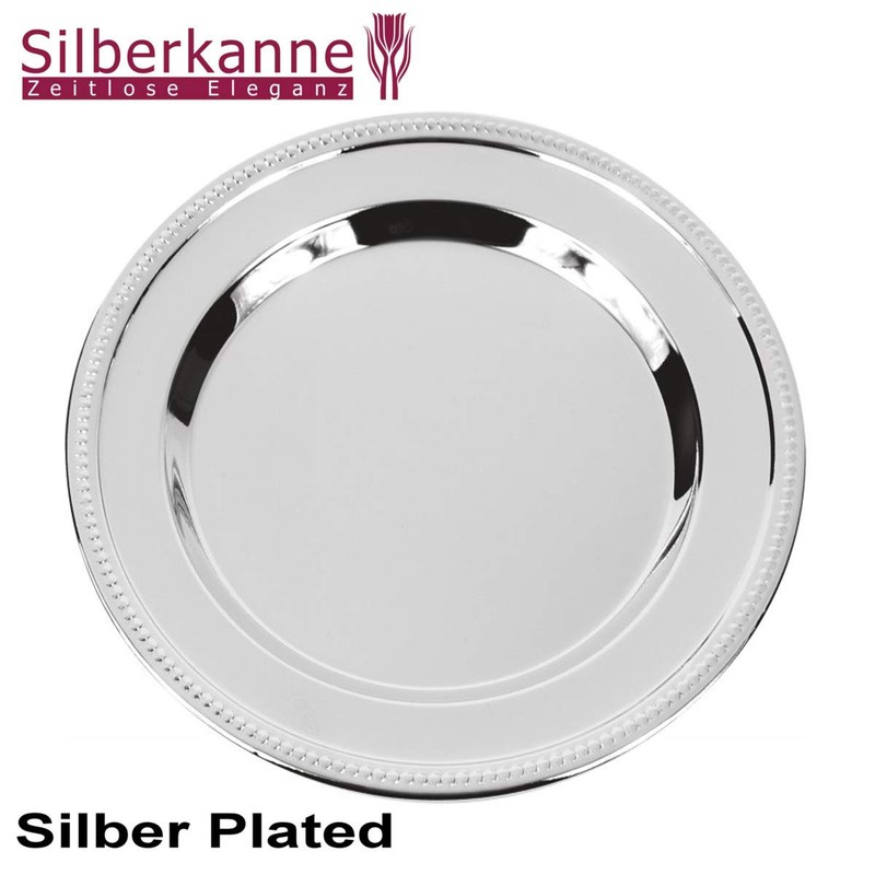 SILBERKANNE Plate 31 cm Pearl Edge Silver Plated Premium Silver-Plated