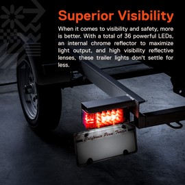 True MODS LED Trailer Light Kit & Amber Marker [DOT FMVSS 108 SAE STIAP2/APC/L] IP67 Submersible Waterproof License Brake Turn Signal Tail Light & Wiring for Over 80" Motorcycle Flatbed Boat Trailer