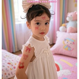 10 Sheets Pink Cute Bow Ribbon Kids Waterproof Temporary Tattoo Stickers