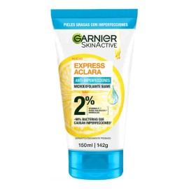 Garnier Skin Active Limpiador Profundo Exfoliante Antiimperfecciones con Ácido Salicílico y Vitamina C, 150ml