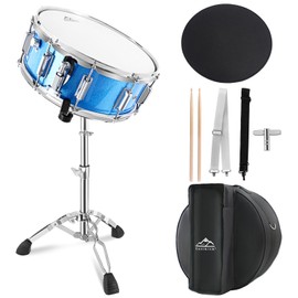 EASTROCK Snare Drum Set 14X5.5 Inches for Student Beginners with Gig Bag, Drumsticks, Stand, Drum Keys, Coated Material Drum Head, Blue