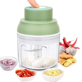 Máquina Trituradora de Ajo, Cortador de Acero Inoxidable, Picado Rápido para Condimentos, Carne, Suplemento Alimenticio, Picadora Eléctrica Portátil de Ajo (GREEN)