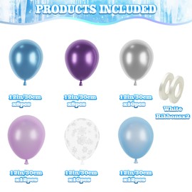 60pcs Snow Balloons - 12 Inch Purple & Blue Latex Helium Balloons for Birthday Party Arch Garland Kit - Boys & Girls Themed Decorations