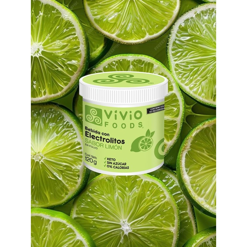 Vivio Foods, Electrolitos en Polvo Sabor Limón 120 gr