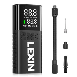 Lexin Electric Air Pump, For Motorcycles, Cordless, Maximum Pressure, 150 PSI, Automatic Stop, Bicycle Air Pump, Electric, Compatible with Rice/Presta Valves, Air Compressor, SOS/LED Pocket Light,