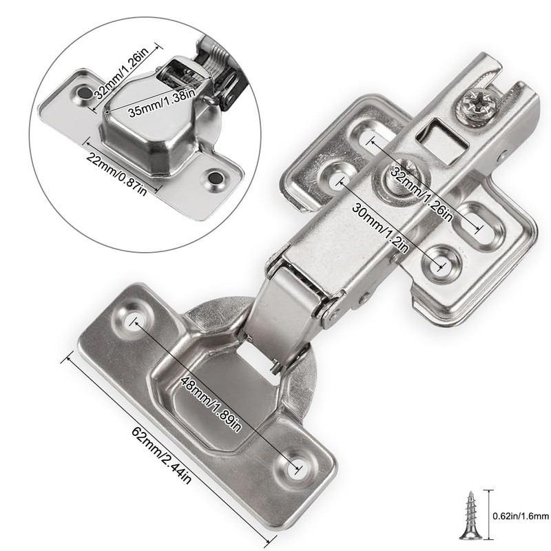 2 Pack Soft Close Cabinet Hinges, Full Overlay Door Hinges