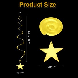 PATIKIL 12pcs Hanging Stars Decorations, 27inch Star Hanging Party Backdrop Decorations Party Supplies Shiny Twinkle Streamers for Wedding Birthday Party Graduation Ceiling, Gold
