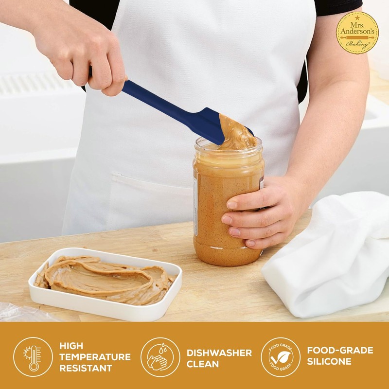 Mrs. Anderson’s Baking Silicone Slim Spatula, Flexible and Non-Stick, Navy