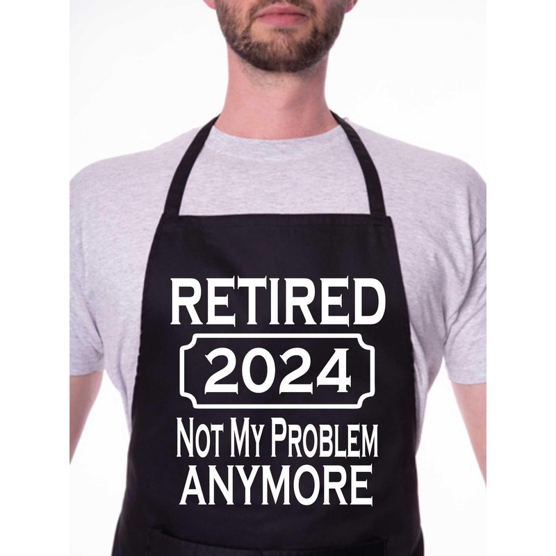 Print4U I Retired in 2024 Retirement Gift BBQ Baking Cooking