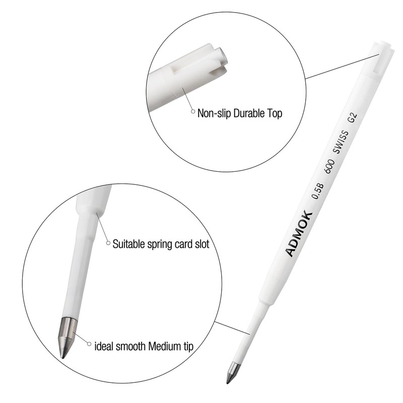 ADMOK 0.5mm Replaceable Standard Pen Gel Refills for BEILUNER Luxury