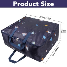 75L Large Storage Bags 2 Pcs Clothes Storage Bags with Zips Heavy Duty Oxford Cloth Moving Bags Waterproof Underbed Storage Bag for Clothes,Blankets,Pillows Bedding (Navy blue)