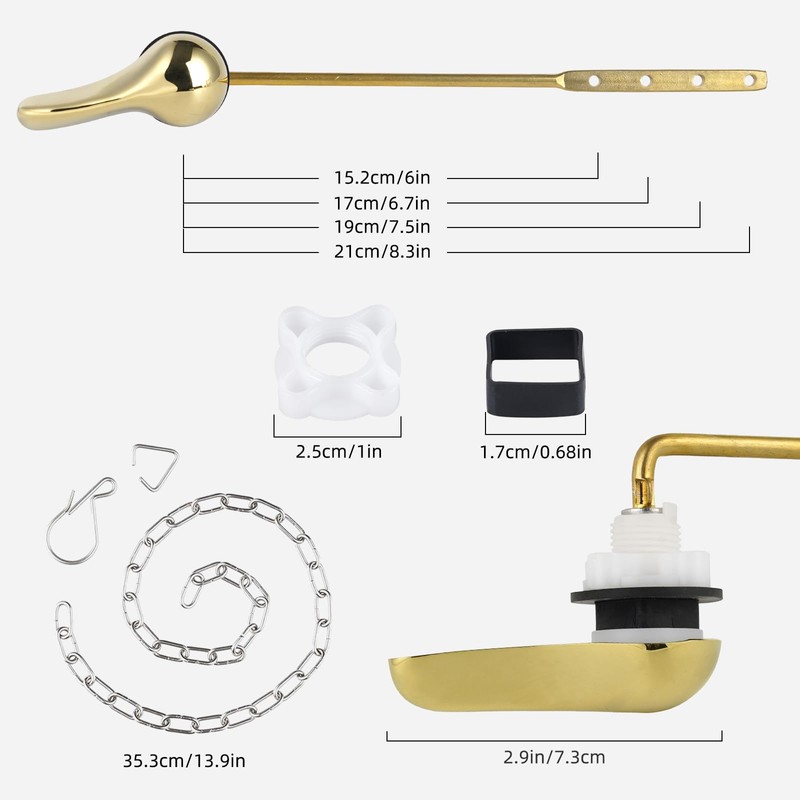 iFealClear Polished Gold Metal Universal Toilet Handle Replacement Kit, Front
