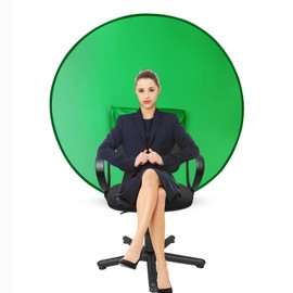 CoosBonfik Portable Green Screen Backdrop (56''), Collapsible Webcam Background for Chair, Chroma Key for Home Office Video Conferencing