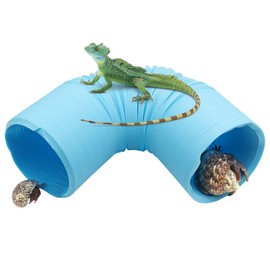 Hermit Crab Climbing Toys, Plastic Collapsible Pet Tunnel Hideout Toy, Reptile Cage or Tank Accessories, Foldable Tube Toy for Hermit Crab Hamster Guinea Pig Rat Ferret