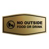 Fancy No Outside Food or Drink Sign (Brushed Gold) -