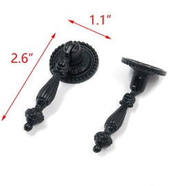FarBoat 4Pcs Tear Drop Knobs Pulls Pendant Antique Decorative for Cabinet Drawer Closet Dresser Jewelry Box with Screws(Black, 65x28mm/2.6x1.1inch)