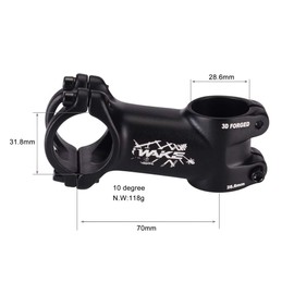 FOMTOR Wake MTB Stem 31.8 10 Degree 60mm Bike Stem Mountain Bike Stem Short Handlebar Stem for Most Bicycle, Road Bike, MTB, BMX, Cycling (Light-weight, Black)