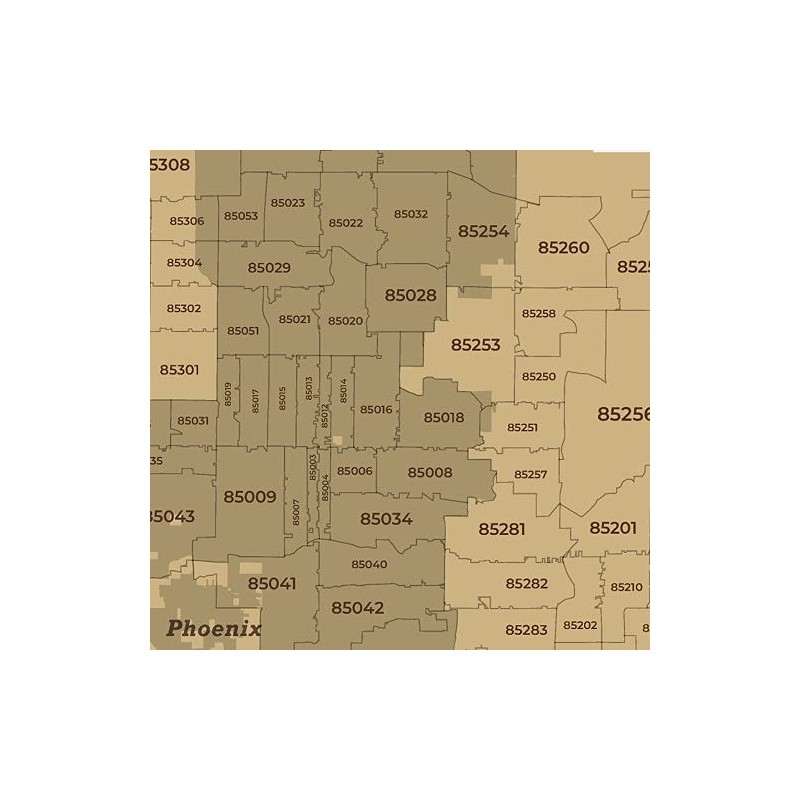 Arizona ZIP Code Map with Counties - Standard - 36"