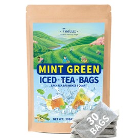 TeeLux Mint Iced Green Tea Bags, Green Tea with Peppermint, Spearmint, and Lemongrass, Family Size Refreshing Iced Tea, 30 Count
