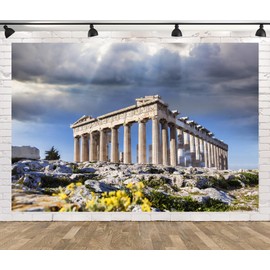 CORFOTO 7x5ft Acropolis Ancient Ruin Site Backdrop Greek Temple Photo Backdrop Greece Landmark Building Photography Background Famous Palace Athens Acropolis Temple Backdrop Travel Portrait