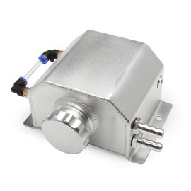 Shkalacar Universal Oil Catch Can Kit, Aluminium Oil Catch Container, 1L/2L Square, Oil Catch Reservoir Tanks with Drain Plug, Black/Silver