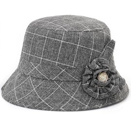 Glamorstar Cloche Hats for Women Vintage Bowler Hat Floral Fedora Bucket Hats Flower Grey