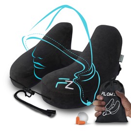 FLOWZOOM AIR Inflatable Neck Pillow | Airplane Travel Pillow | Inflatable Neck Pillow | Car Neck Pillow | Quick Inflatable Airplane Pillow | Neck Pillow | Neck Pillow Adult (black)