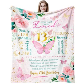 Birthday Gifts for 13 Year Old Girls Throw Blanket 60"x50", 13th Birthday Gifts for Girls, 13 Yr Old Girl Birthday Gift Ideas, Teenage Girl Birthday Gifts for Age 13, Girl 13 Birthday Decorations