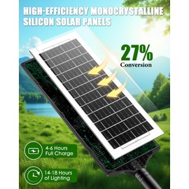 Mcfacesun Solar Lights Outdoor 800W-6500K Led Street Light, Solar Street Lights Outdoor with Motion Sensor & Dusk to Dawn, IP66 Waterproof Led solared Street Light Easy Installation, 1pack