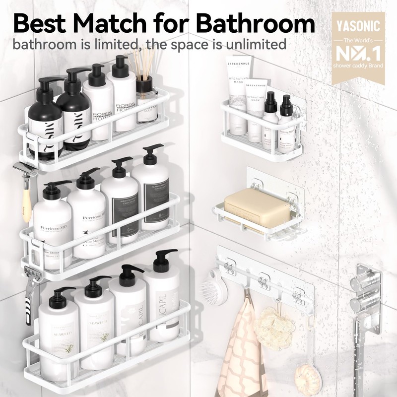 YASONIC Shower Caddy, 6 Pack Large Capacity shower organizer with