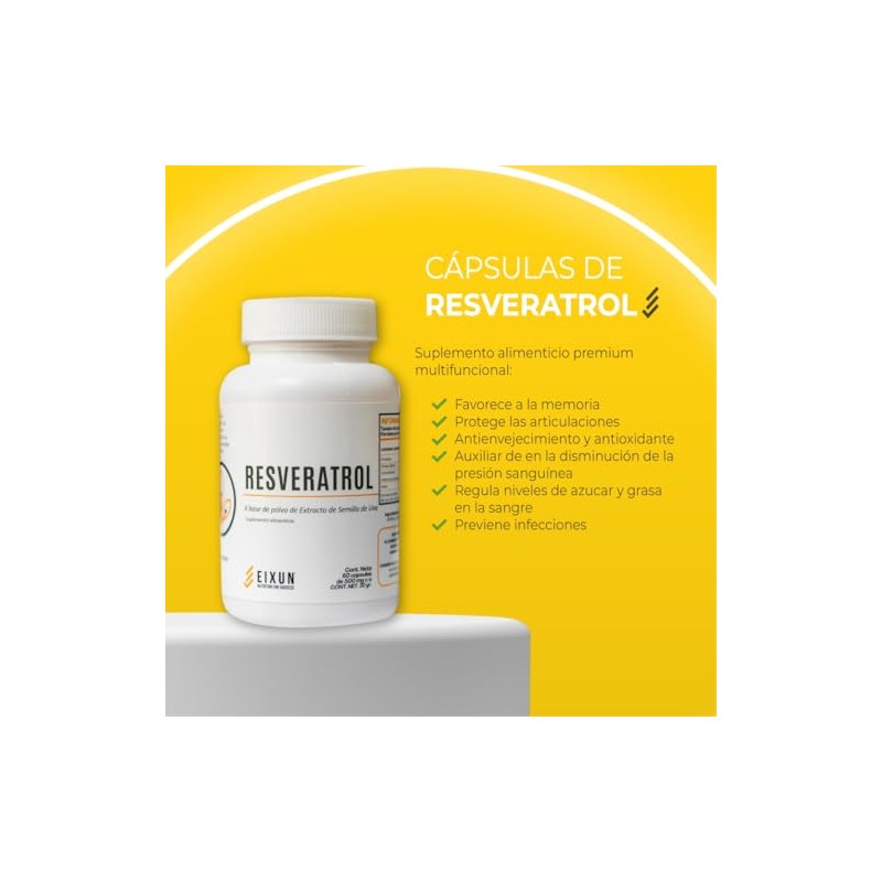 Resveratrol | Suplemento Antioxidante de Extracto de Semilla de Uva