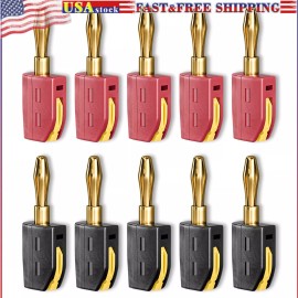 Peakelect 4mm Banana Plug High Current Quick Connect Gold-Plated 10PCS Banana Connector - Red + Black