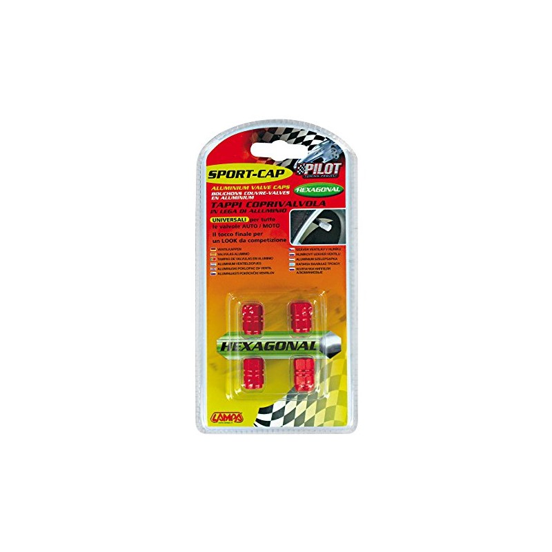 Lampa 02505 Sport Visor Exagonal Protective Caps Valve Caps Red