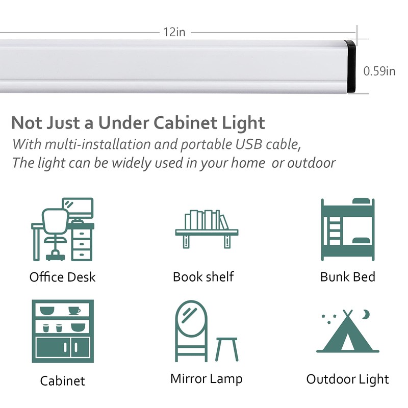 ASOKO Plug-in Under Cabinet Lighting - 12 Inch LED Strip