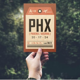 Phoenix, Arizona, PHX, Luggage Tag (4x6 Birch Wood Postcards, 2-Pack Stationary, Rustic Home Wall Decor)