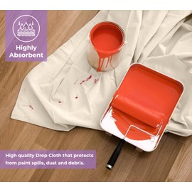 Avalon Home Canvas Drop Cloth for Painting 4x15 feet Pack of 1-8oz Painters Drop Cloths for Painting - All Purpose Canvas Tarps for Floor & Furniture Protection - Recycled Cotton Fabric