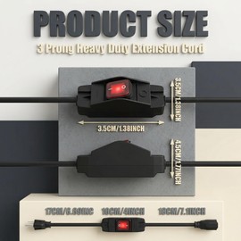 Weewooday 1.3ft Extension Cord with Switch, 3 Prong Weather Proof Extension Cord with on Off Switch, Heavy Duty 15a 125v 1875w Grounded Outlets Plugs for Indoor/Outdoor Electrical Appliances