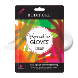 Bodipure Premium Hand Mask Keratin Gloves, Moisturizing Gloves for Dry Hands & Nail-Strengthening & Cuticle Softening, Spa Experience at Home, No Harm Chemical & For All Skin Types 1 Pair