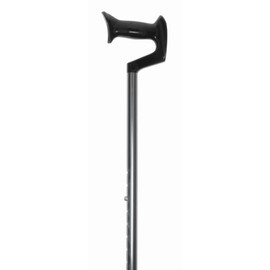 PCP Adjustable Cane Molded Palm Handle with Marble Grip, Right Hand, Black Shaft