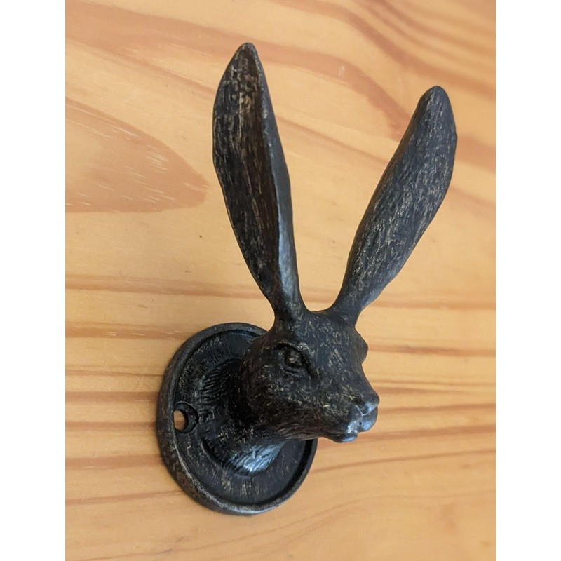 Fyne-Finds Rustic Hare Easter Bunny Coat Towel Hat Hook Vintage