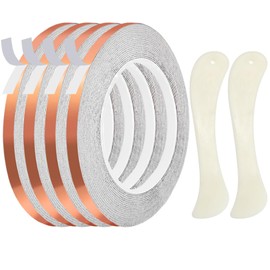 AONUOAO 3/16 Inch Silver Lined Copper Foil Tape for Stained Glass and Crafts, 4 Rolls 36 Yards Copper foil Tape for Soldering, Stained Glass Supplies