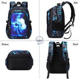 MSKYWU Boys Backpack Elementary School Bookbag Waterproof Durable Sturdy Kids Schoolbag Casual Travel Daypack(Blue)