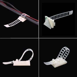 20PCS Adhesive Backed Wire Clip Cable Clamp Adjustable Fixed Tie Mount Copapa (Small, White)
