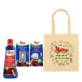 Poliboy Glass Ceramic Scraper, Replacement Blades for Glass Ceramic Scraper and Glass Ceramic Care (200 ml) + Bag