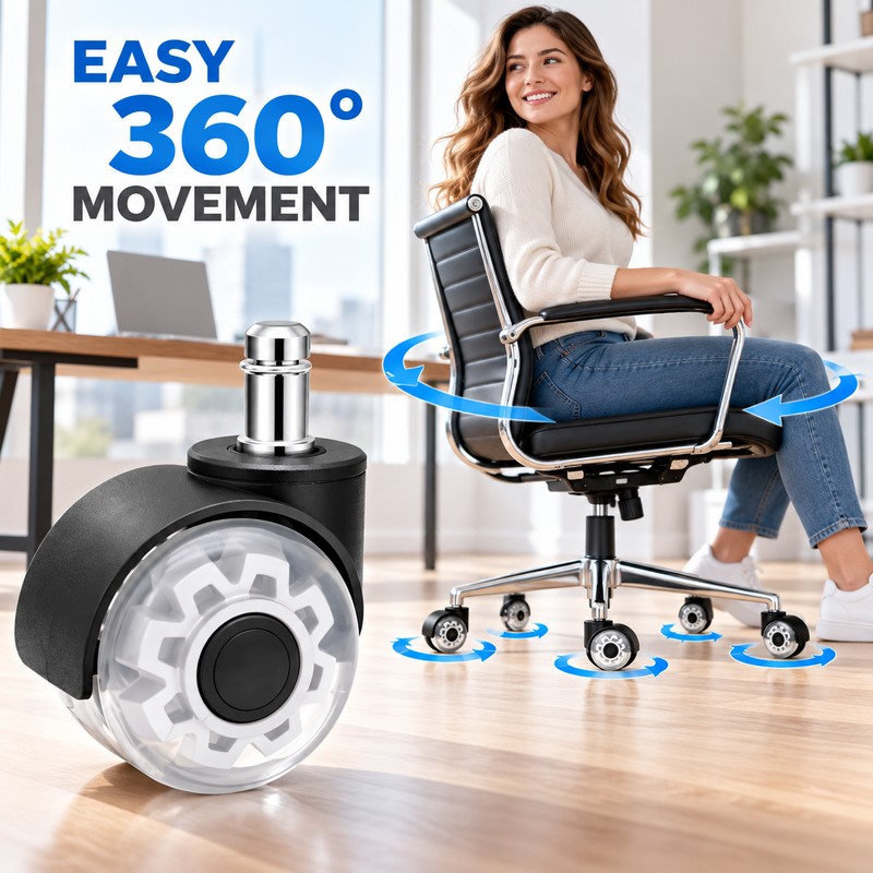 5 Pack 2 Inch Office Chair Caster Wheels, 11mm Stem