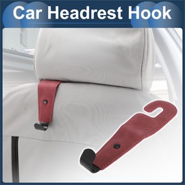 INFINAUTO Car Seat Headrest Hook Interior Accessories for Most Car, SUV, Truck Car Seat Back Organizer Hooks Faux Leather Metal Red 6.69"x1.77"