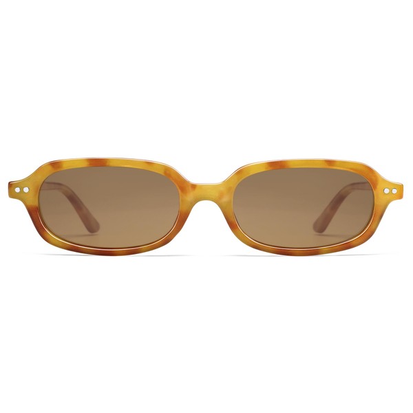 Appassal Retro Rectangle Sunglasses Womens Small Polarized Square Sunnies AP3729,Yellow