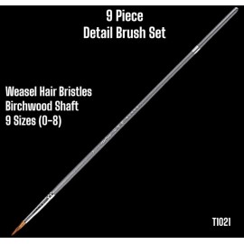 Jowoart 9 Pc Weasel Hair Paint Brush Set (Sizes 0-8) Hobbyist Modelers Dio Artist T1021