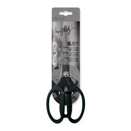 tonic studios Tijeras multiusos, corte de titanio de 9.5 pulgadas con borde de hoja micro dentada, herramienta antiadherente para cortar papel, tela y costura, asas de agarre cómodo