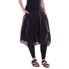 Vishes Alternative Clothing - Women's Knee-Length Skirt 100% Cotton Vintage with Pockets, black, 42